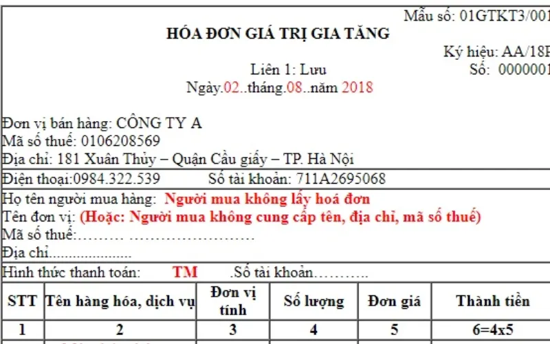 Xuất hóa đơn cho cá nhân